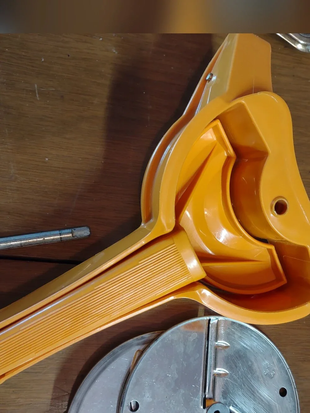 Vintage Moulinex Mouli-Julienne 445 Orange Rotary Food Grater 5 Discs France